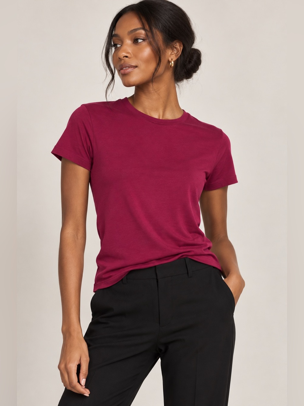 Theory Petite Magenta Short Sleeve T-Shirt